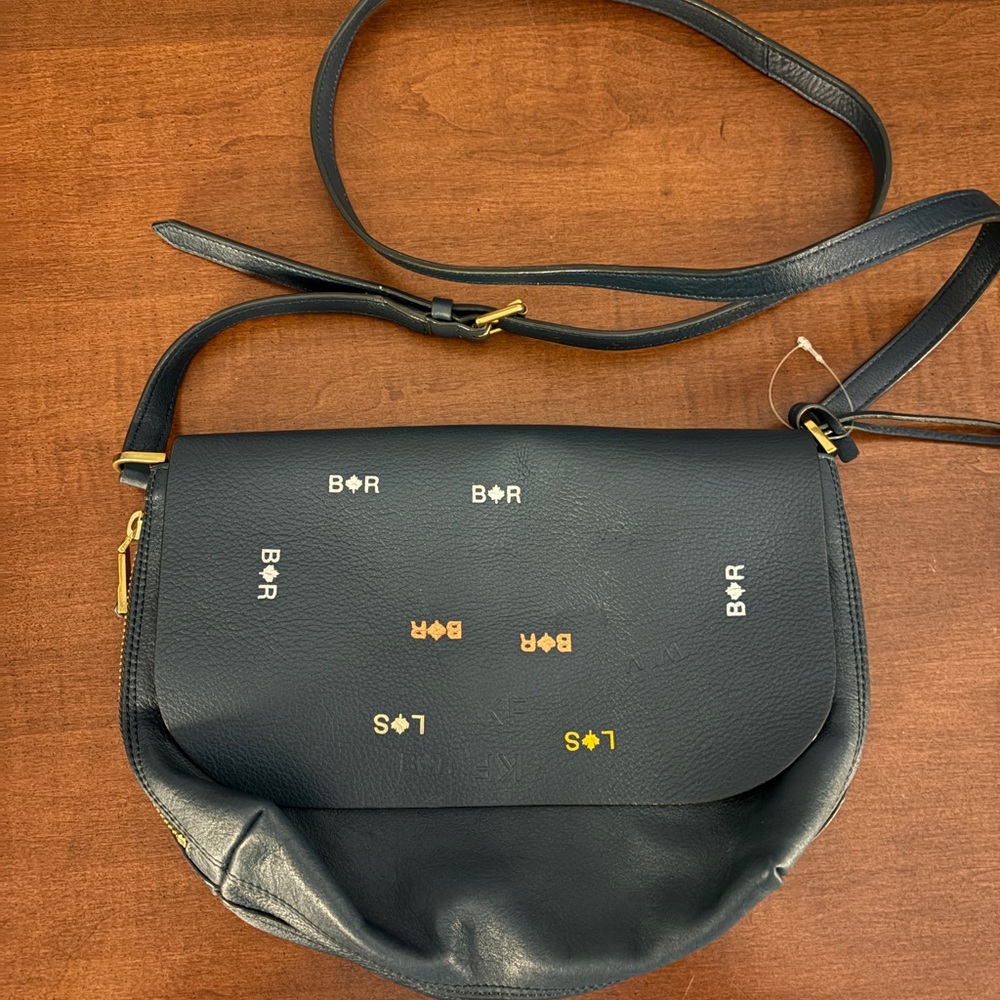 Fossil Blue  Shoulder Bag with Gold Accents